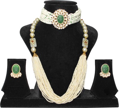 Nifty Mother of Pearl Gold-plated Green, White Jewellery Set(Pack of 4)