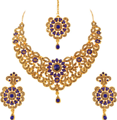 Rhymee Alloy Gold-plated Blue Jewellery Set(Pack of 1)
