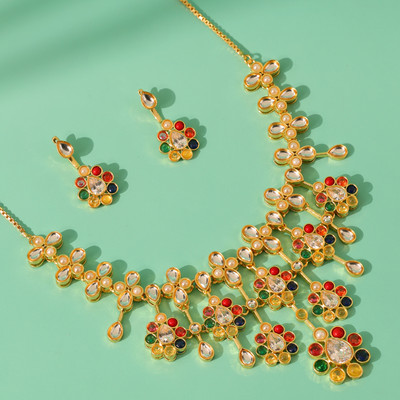 Voylla Brass Gold-plated Multicolor Jewellery Set(Pack of 3)