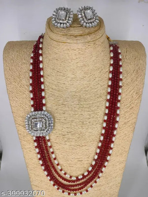 LatestArt Alloy Maroon Jewellery Set(Pack of 2)