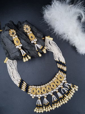 aarnaa Alloy Gold-plated Blue Jewellery Set(Pack of 1)