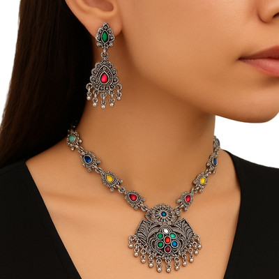Sradha Alloy Silver Silver, Multicolor Jewellery Set(Pack of 3)