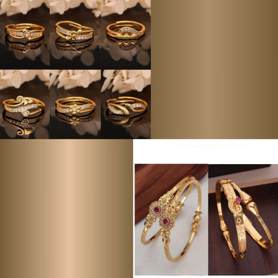 Parisal Brass Gold-plated Silver, Red, Yellow Jewellery Set(Pack of 8)