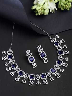 Karatcart Alloy Silver Blue Jewellery Set(Pack of 1)