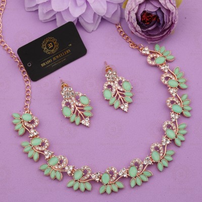 Divastri Brass Gold-plated Rose Gold, White, Green Jewellery Set(Pack of 1)