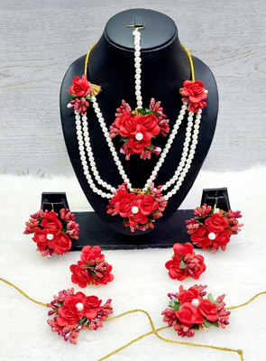 kalp creations Fabric Red Jewellery Set(Pack of 1)