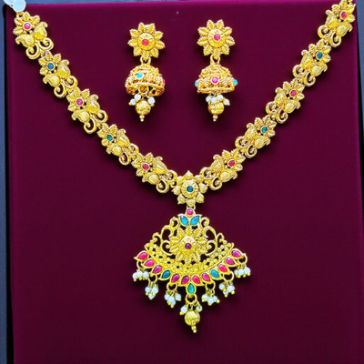 Aroras Bridal & Fashion Jewellery Brass Gold-plated Multicolor Jewellery Set(Pack of 1)