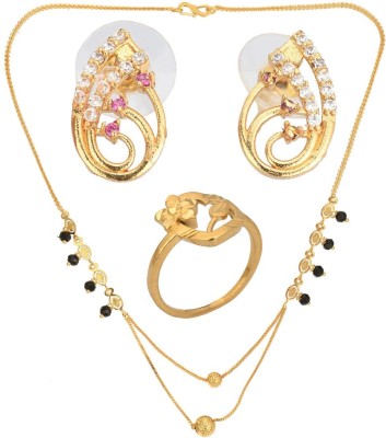 AanyaCentric Alloy Gold-plated Gold Jewellery Set(Pack of 4)