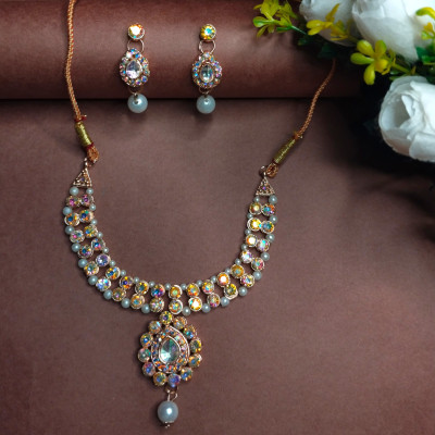 ALBATROSS JEWELS Alloy Gold-plated Multicolor, White Jewellery Set(Pack of 2)