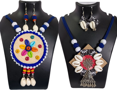 Loknath Handcraft Fabric Multicolor Jewellery Set(Pack of 2)