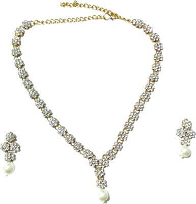 ZEER Creation Alloy Gold-plated White Jewellery Set(Pack of 1)