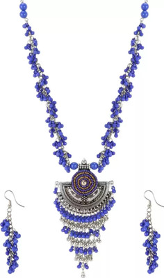 Bhagya Lakshmi Alloy Blue, Silver, Gold Jewellery Set(Pack of 1)