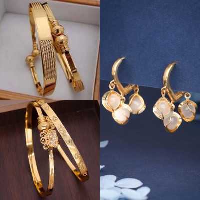 Sangria Brass Gold-plated Platinum, Maroon Jewellery Set(Pack of 3)