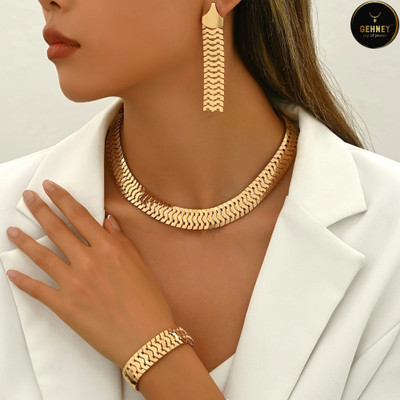 Gehney joy of jewels Stainless Steel Gold-plated Gold Jewellery Set(Pack of 1)