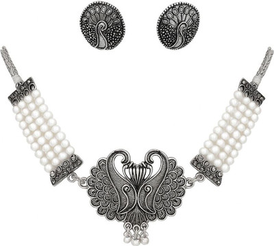 Noya Alloy, Stainless Steel Silver White Jewellery Set(Pack of 1)