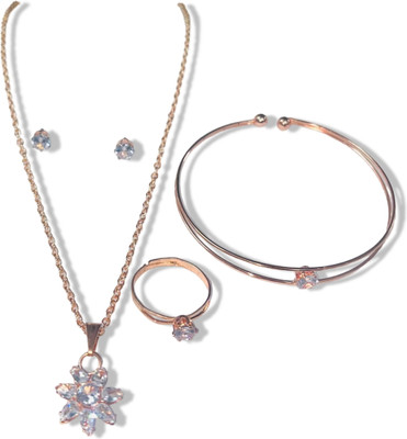 JEWELFY Alloy Gold-plated Gold Jewellery Set(Pack of 1)