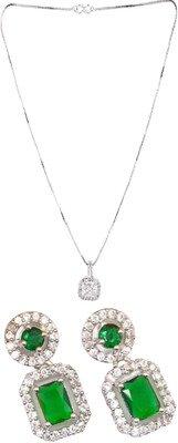 Aarav Creations Alloy Silver, Green Jewellery Set(Pack of 1)