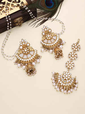 Vedda Brass Gold-plated Gold, White Jewellery Set(Pack of 2)