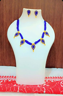 shree balaji gold Brass, Metal, Copper Gold-plated Blue Jewellery Set(Pack of 1)