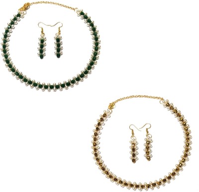 PRAGATI Alloy Green, Gold Jewellery Set(Pack of 2)