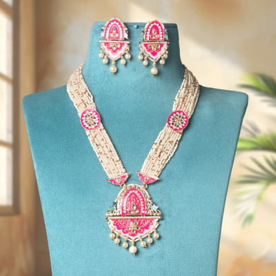 OrnaOra Alloy Pink Jewellery Set(Pack of 2)
