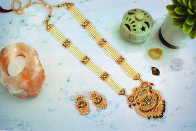 Guarantee Ornament House Brass Gold-plated Multicolor Jewellery Set(Pack of 1)