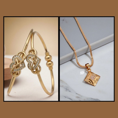 REEWAZIMPERIAL Brass Gold-plated Gold Jewellery Set(Pack of 2)