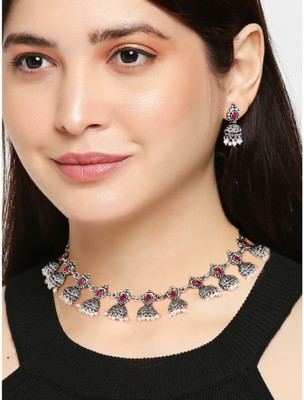 SHIVANYA Alloy Silver, Red Jewellery Set(Pack of 1)
