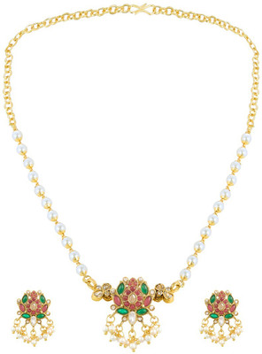 fabula Alloy Gold-plated Pink, Green, Gold Jewellery Set(Pack of 2)