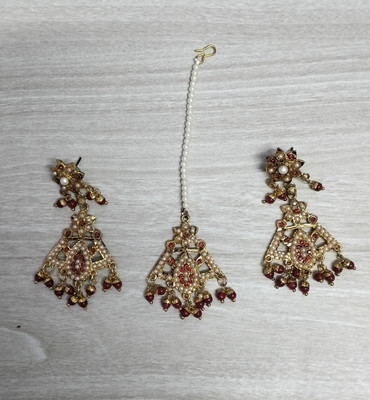 Kanha Creations Brass Gold-plated Maroon, Gold Jewellery Set(Pack of 1)