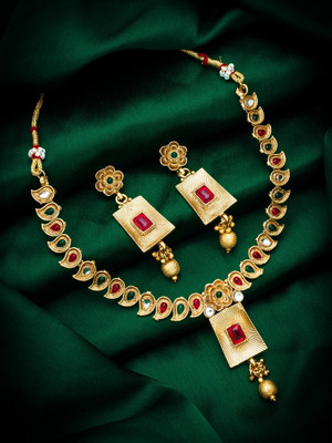 AADITA Brass, Copper Gold-plated Multicolor Jewellery Set(Pack of 1)