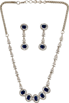 Tarak Traders Brass Rhodium Blue Jewellery Set(Pack of 1)