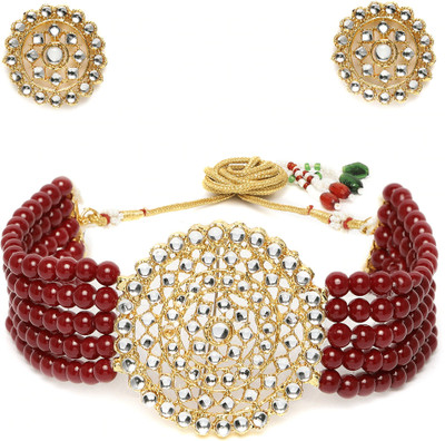 SKG Fashion Store Alloy Maroon Jewellery Set(Pack of 1)