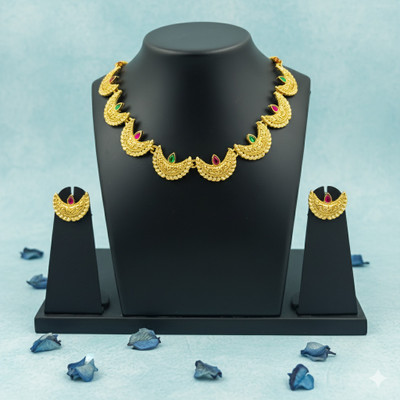 Navadurga Jewels Brass Gold-plated Ruby Red, Green Jewellery Set(Pack of 1)