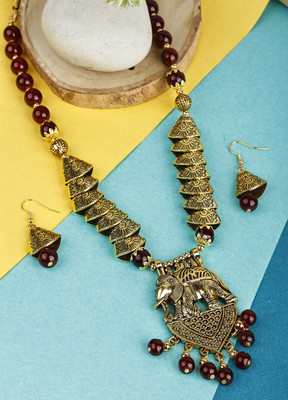 Velvet Jewelz Alloy Maroon Jewellery Set(Pack of 2)