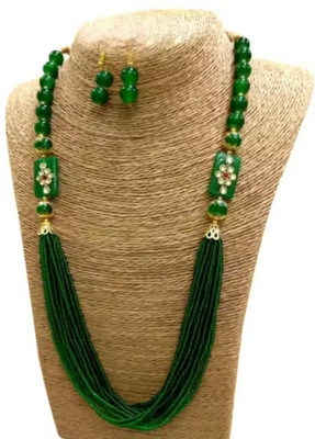 SatnamCreation Alloy Gold-plated Green Jewellery Set(Pack of 1)