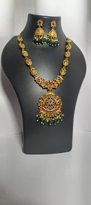 AVCREATIONS Brass Gold-plated Red, Gold, Silver Jewellery Set(Pack of 3)