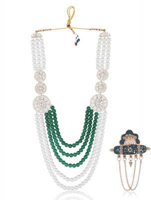 jiyanshi fashion Glass Gold-plated Green, White Jewellery Set(Pack of 1)