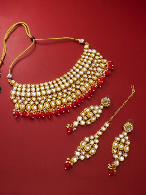 AADITA Alloy Gold-plated Red, Gold Jewellery Set(Pack of 1)
