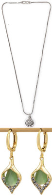Gauri Fashions Stone Silver, Green Jewellery Set(Pack of 1)