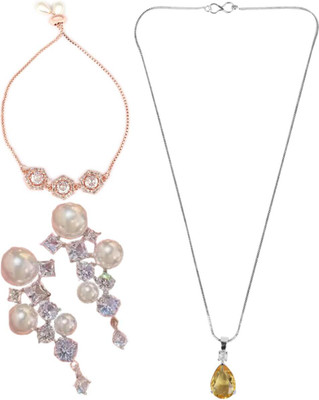 Astha Colletions Alloy Gold, White, Gold Jewellery Set(Pack of 1)