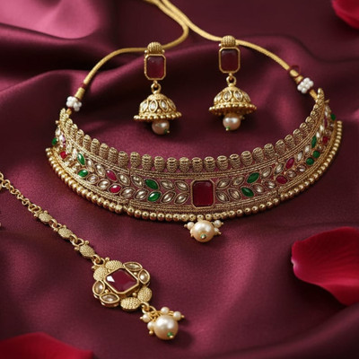 Kavya Creation Brass Gold-plated Multicolor Jewellery Set(Pack of 1)
