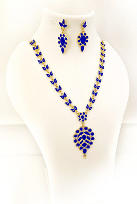 shree balaji gold Brass, Copper, Dori Gold-plated Blue Jewellery Set(Pack of 1)