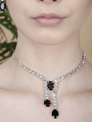 Prihul Creation Alloy Silver Black Jewellery Set(Pack of 3)