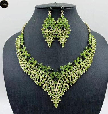 Gehney joy of jewels Stainless Steel Gold-plated Green Jewellery Set(Pack of 3)