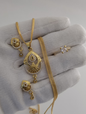 DENISHA Brass Gold-plated Gold Jewellery Set(Pack of 3)