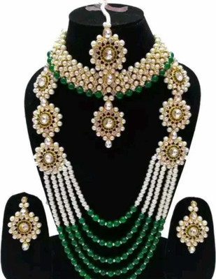 aj trands Alloy Gold-plated Green Jewellery Set(Pack of 1)