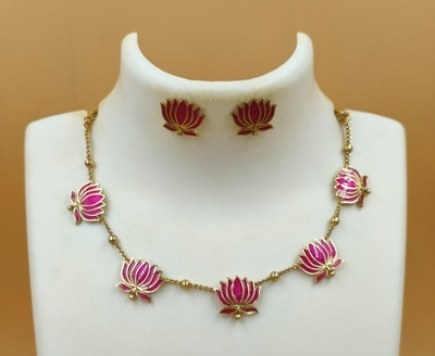 Shilpa Creation Brass Gold-plated Pink Jewellery Set(Pack of 1)