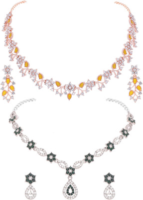 Divastri Brass Gold-plated Multicolor Jewellery Set(Pack of 2)