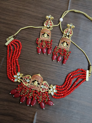 Dsara Creations Brass Red Jewellery Set(Pack of 1)